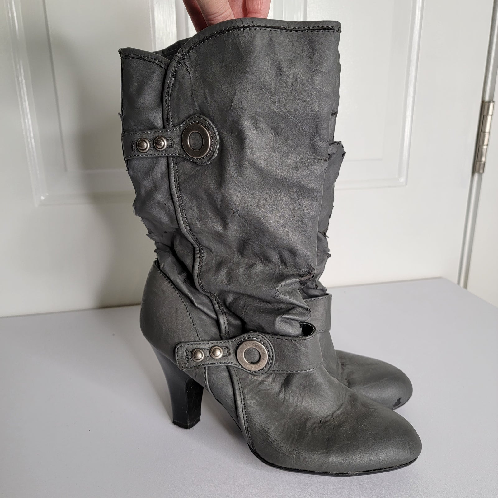Size 8.5 Gray a.n.a Calf Boots
