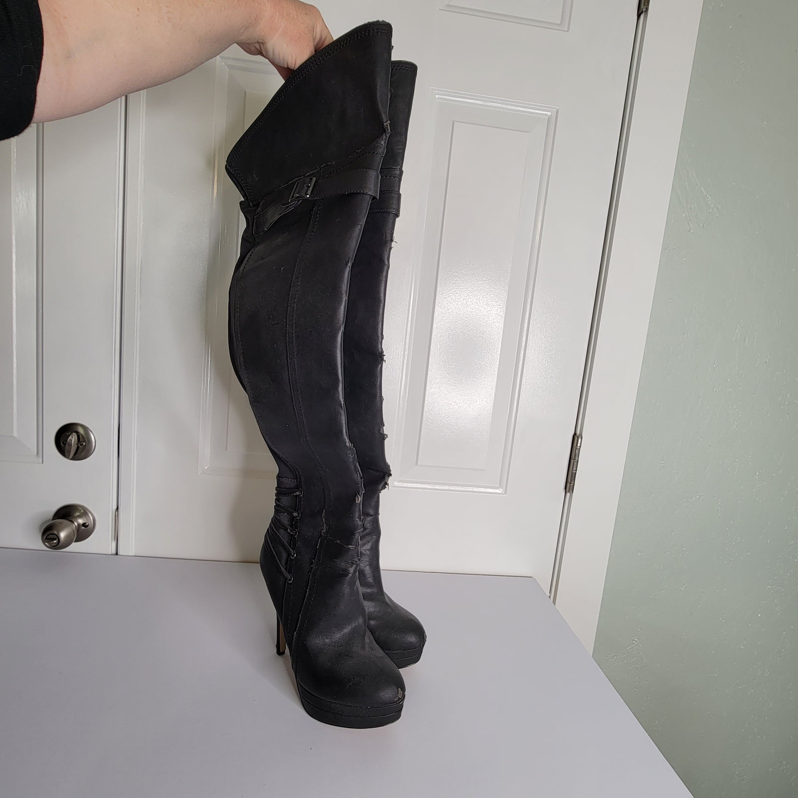 Size 8 Black Baker's Thigh-High Boots