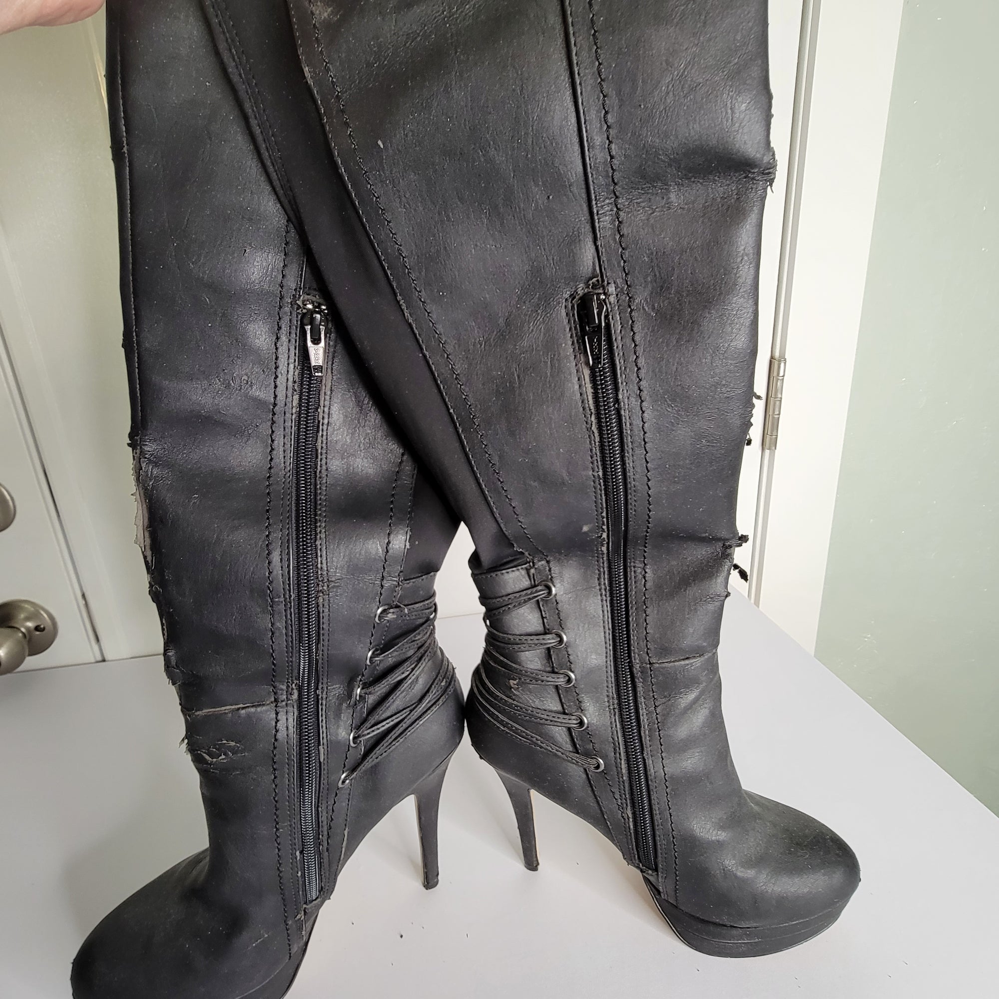Size 8 Black Baker's Thigh-High Boots