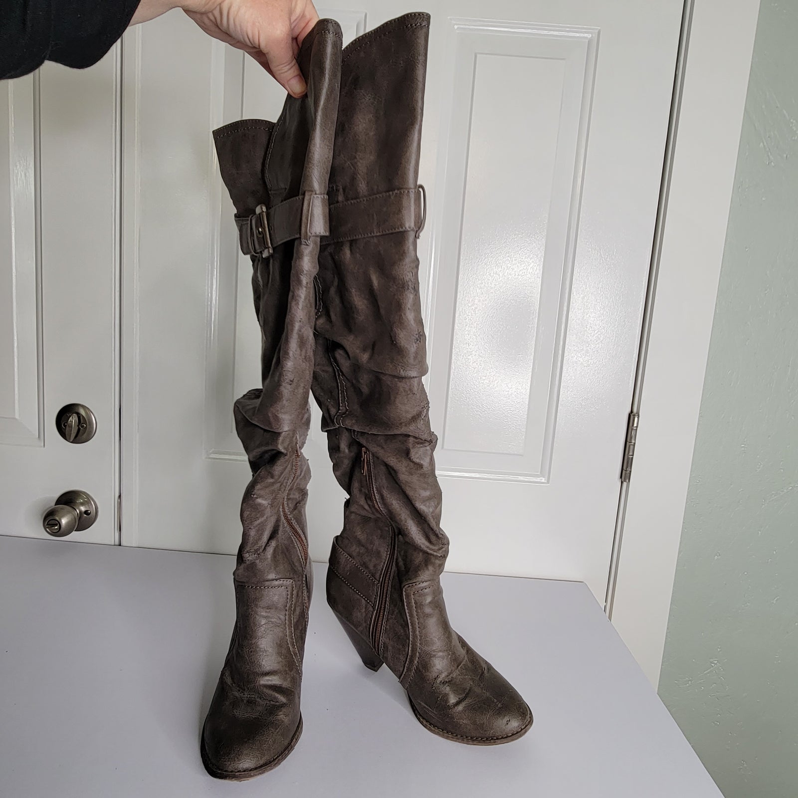 Size 9 Gray Ellie OTK Boots