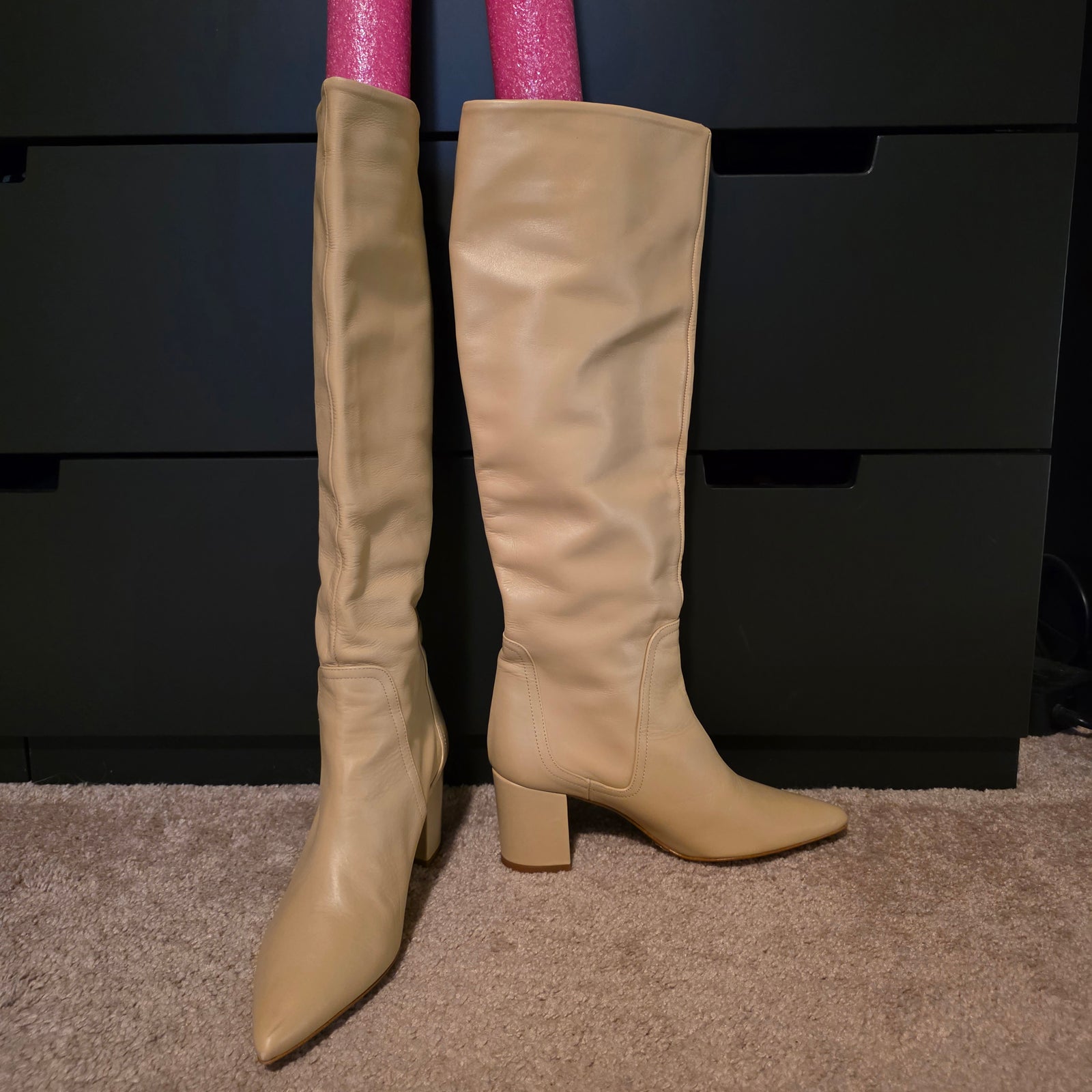 Size 7 (UK 38) Beige Zara Knee Boots