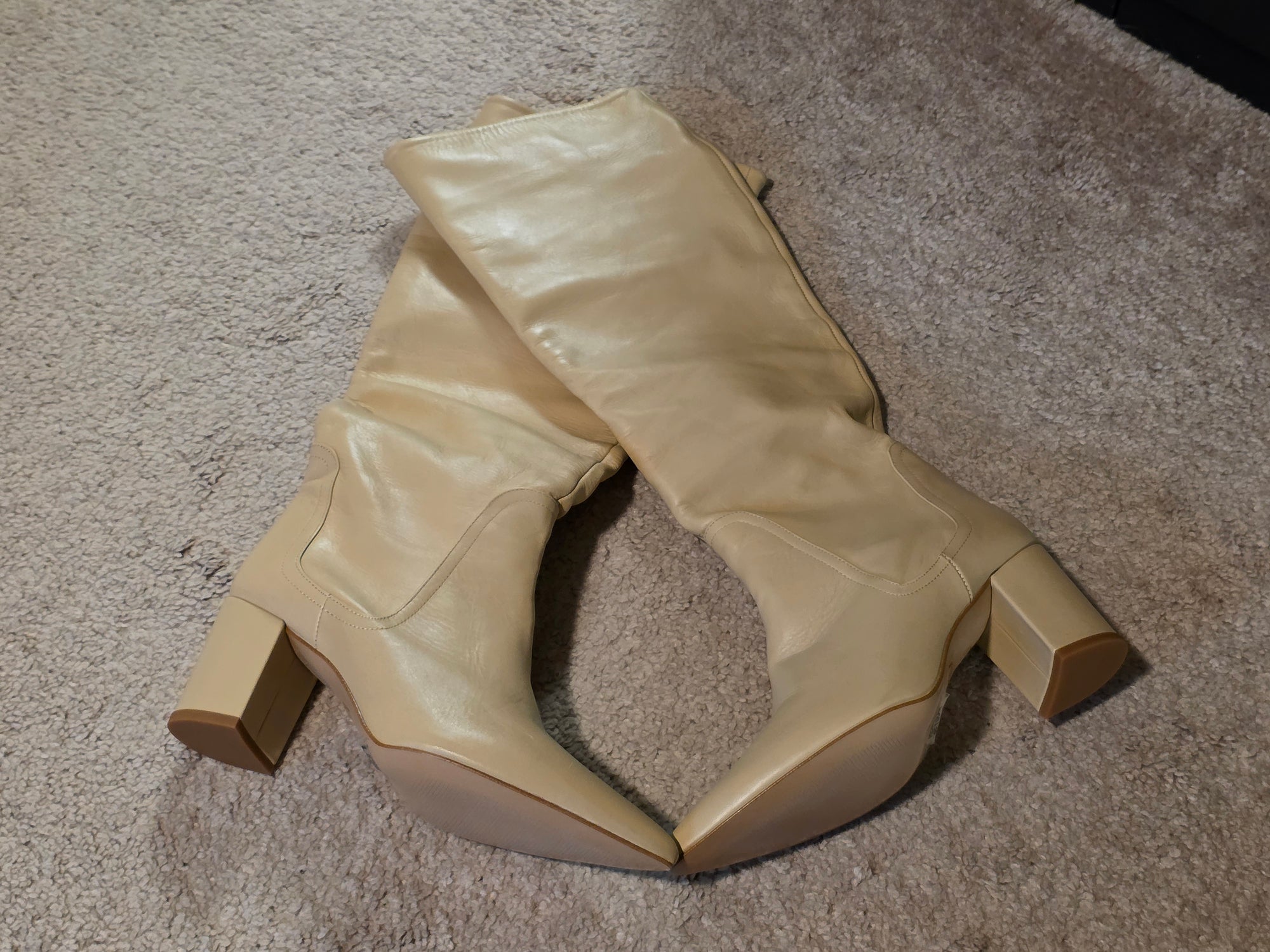 Size 7 (UK 38) Beige Zara Knee Boots
