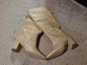 Size 7 (UK 38) Beige Zara Knee Boots