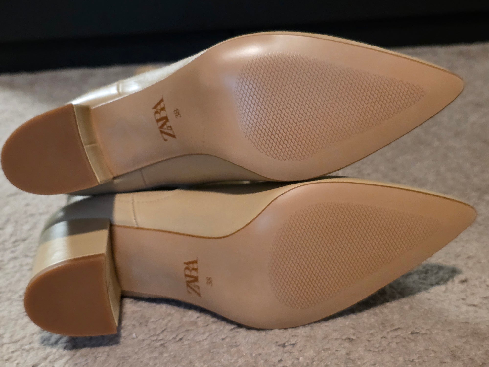 Size 7 (UK 38) Beige Zara Knee Boots