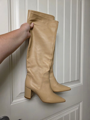 Size 7 (UK 38) Beige Zara Knee Boots