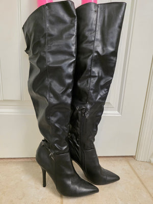 Size 8 Black Qupid OTK Boots #2