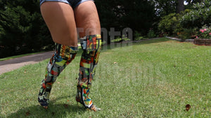 Jane Domino & Brooke Kicking Beach Ball in Boots