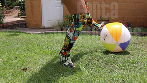 Jane Domino & Brooke Kicking Beach Ball in Boots