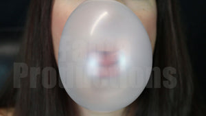 Laney Blowing Bubbles in Striped Dress Front View