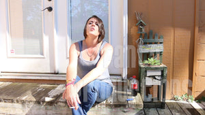 Rae Smoking in Gray Tank Top