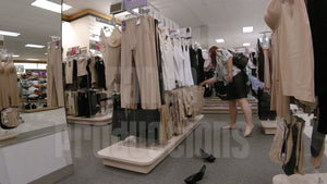 Shoe Dipping & Shopping in Leather Skirt & Black Pumps