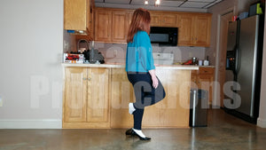 Scarlet Shoe Dipping in White Socks & Black Pumps
