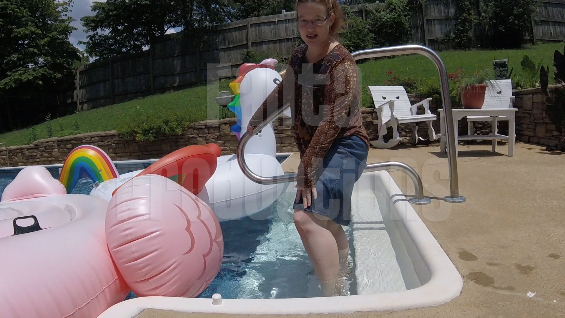 Denim Skirt in the Pool