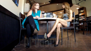 Gina & Scarlet in Coffee Shop: Cowgirl Boots & Shoe Dangling