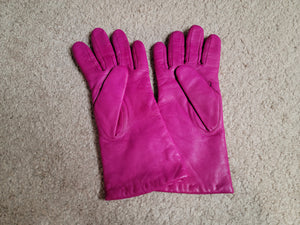 Magenta Leather Gloves (7.5)