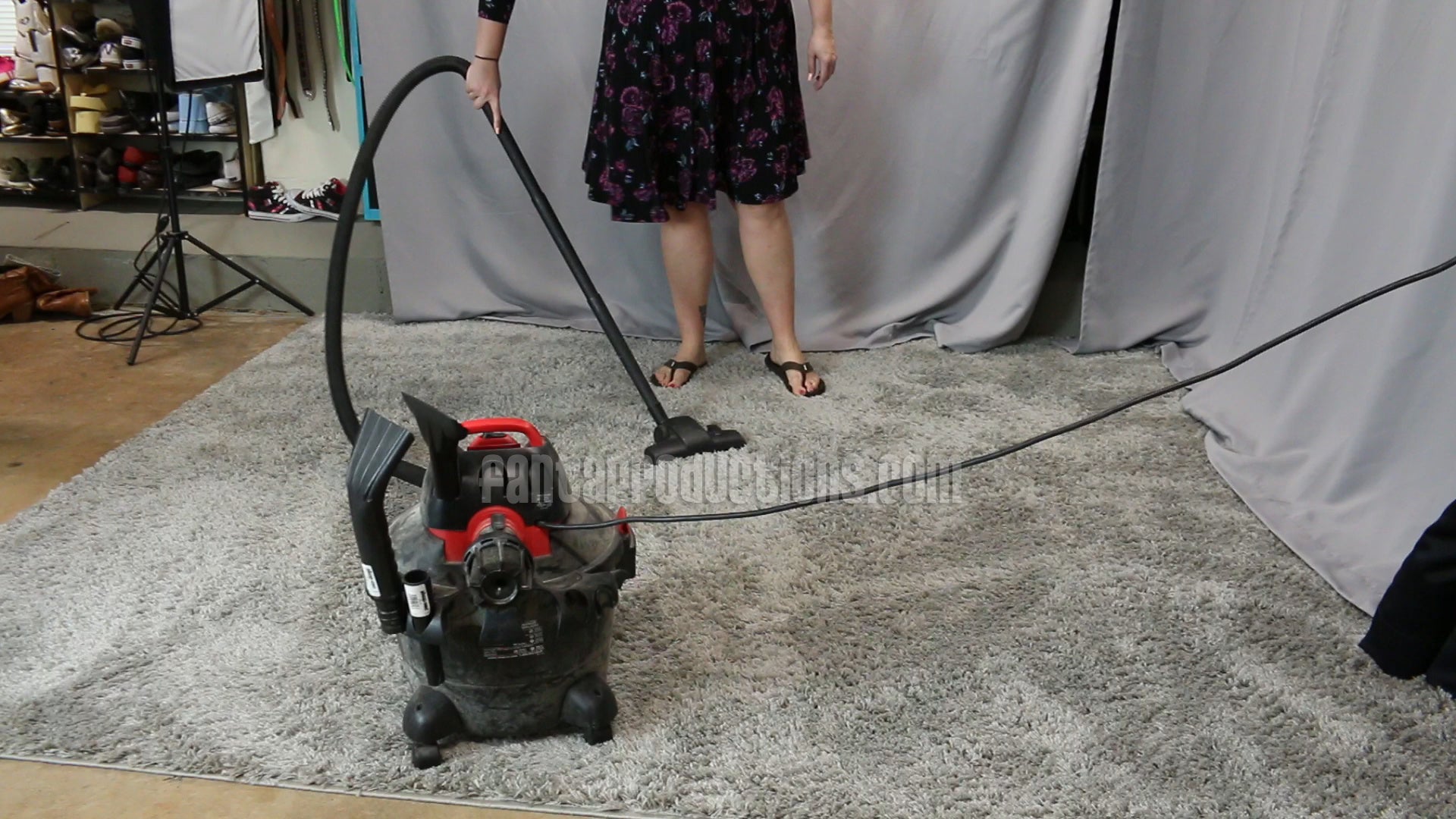 Veronica Vacuuming Thick Rug